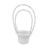 Set 2 Cosuri din Rachita Forma Rotunda Alb cu Aschii de Lem